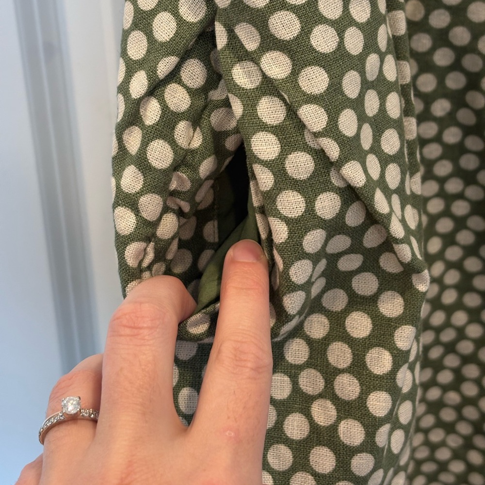 Abercrombie & Fitch Linen Blend Green Polka Dot Skort Dress with pockets Size XL - Picture 5 of 7